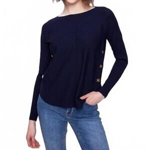 NEW CHARLIE B boat neck sweater in navy